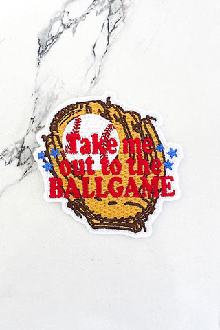 Out to the Ballgame Mitt Embroidered Patch, Nash Grey Wholesale - A Blissfully Beautiful Boutique