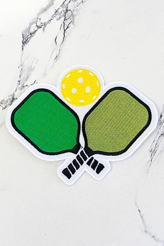Pickleball Embroidered Patch, Nash Grey Wholesale - A Blissfully Beautiful Boutique
