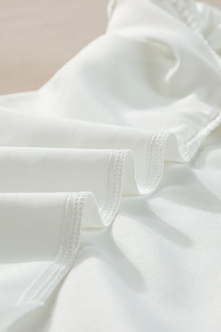 White Solid Color Scalloped Ruffle Sleeve Top, A Blissfully Beautiful Boutique - A Blissfully Beautiful Boutique