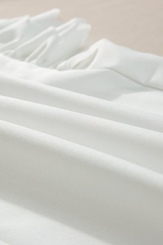 White Solid Color Scalloped Ruffle Sleeve Top, A Blissfully Beautiful Boutique - A Blissfully Beautiful Boutique