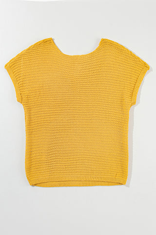 Ginger Solid Loose Knit Short Dolman Sleeve Sweater, A Blissfully Beautiful Boutique - A Blissfully Beautiful Boutique