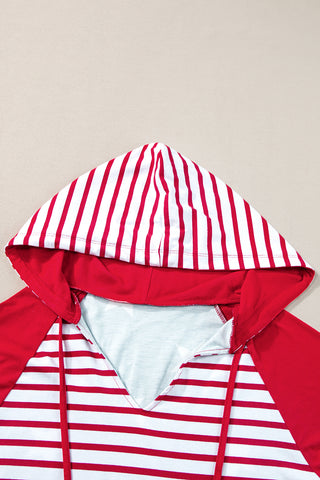 Fiery Red Stars and Stripes Print Drawstring Hooded T Shirt, A Blissfully Beautiful Boutique - A Blissfully Beautiful Boutique