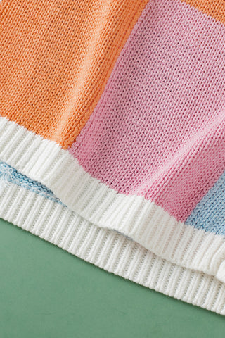 Grapefruit Orange Color Block Cap Sleeve Sweater, A Blissfully Beautiful Boutique - A Blissfully Beautiful Boutique