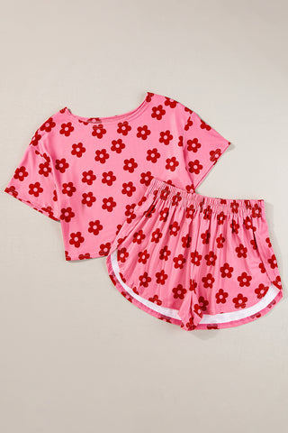 Rose Floral Print Crop Tee and Shorts Lounge Set, A Blissfully Beautiful Boutique - A Blissfully Beautiful Boutique