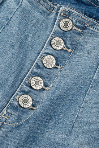 Dusk Blue Multi Buttons Medium Wash Straight Loose Leg Jeans, A Blissfully Beautiful Boutique - A Blissfully Beautiful Boutique