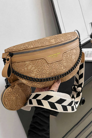Camel Colorblock Strap Chain Shoulder Bag With Coin Purse, A Blissfully Beautiful Boutique - A Blissfully Beautiful Boutique