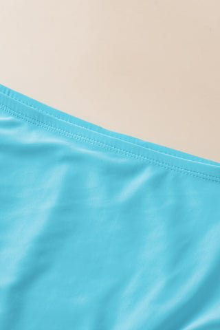 Turquoise Striped Mesh Knotted Hem Tankini Swimsuit, A Blissfully Beautiful Boutique - A Blissfully Beautiful Boutique