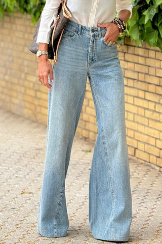 Dusk Blue Acid Wash Extra Wide Leg High Waist Long Jeans, A Blissfully Beautiful Boutique - A Blissfully Beautiful Boutique