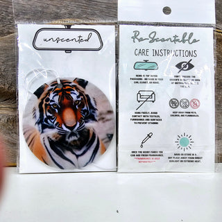 Go Wild Tiger Re-Scentable Round Car Freshener, Tea Shirt Shoppe - A Blissfully Beautiful Boutique