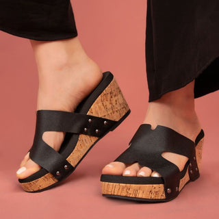 Allyson Cork Wedge Slide – Crisscross Metallic Sandal in 4 Colors, MODAPASSO - A Blissfully Beautiful Boutique