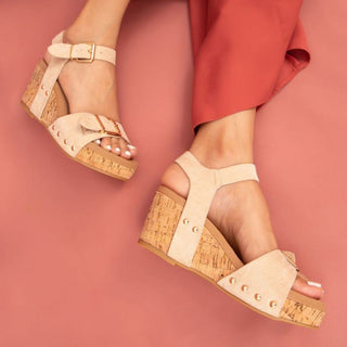 Romy Ankle Strap Wedge Sandal – Adjustable Buckle & Cork Platform in 3 Colors, MODAPASSO - A Blissfully Beautiful Boutique