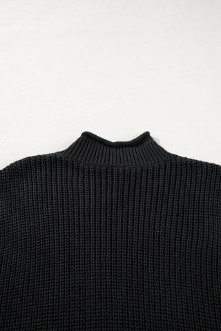 Black Solid Color Cable Knit High Neck Sweater Vest, A Blissfully Beautiful Boutique - A Blissfully Beautiful Boutique