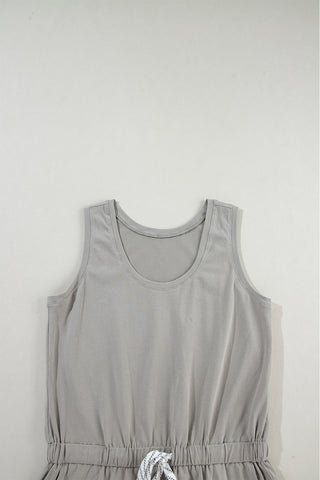 Gray Sleeveless Drawstring Waist Mini Dress, A Blissfully Beautiful Boutique - A Blissfully Beautiful Boutique