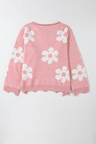 Multicolour Pearl Beaded Floral Drop Shoulder Sweater, A Blissfully Beautiful Boutique - A Blissfully Beautiful Boutique