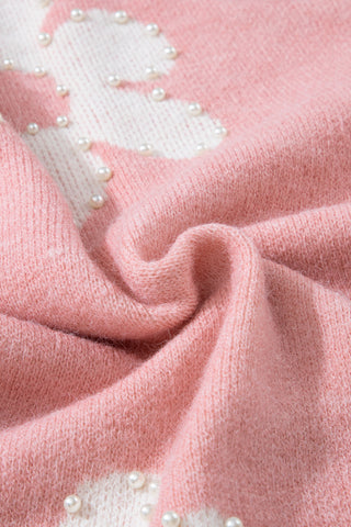 Multicolour Pearl Beaded Floral Drop Shoulder Sweater, A Blissfully Beautiful Boutique - A Blissfully Beautiful Boutique