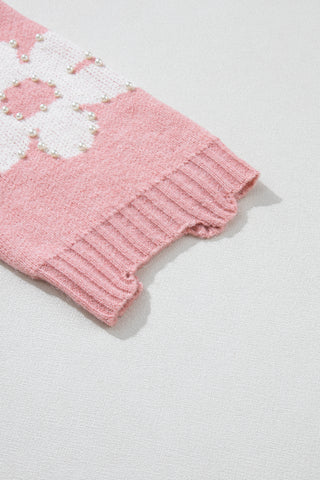 Multicolour Pearl Beaded Floral Drop Shoulder Sweater, A Blissfully Beautiful Boutique - A Blissfully Beautiful Boutique