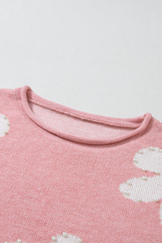 Multicolour Pearl Beaded Floral Drop Shoulder Sweater, A Blissfully Beautiful Boutique - A Blissfully Beautiful Boutique
