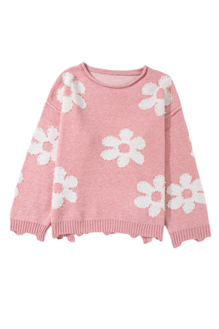 Multicolour Pearl Beaded Floral Drop Shoulder Sweater, A Blissfully Beautiful Boutique - A Blissfully Beautiful Boutique