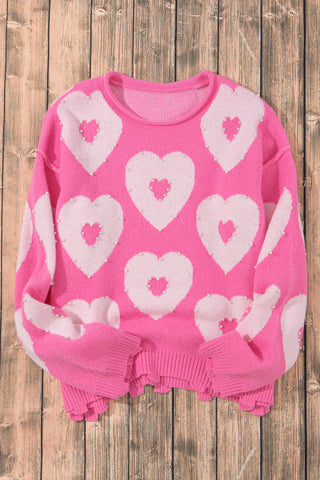 Bonbon Pearl Beaded Floral Drop Shoulder Sweater, A Blissfully Beautiful Boutique - A Blissfully Beautiful Boutique