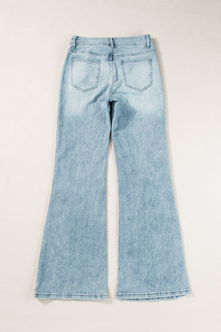 Dusk Blue Acid Wash Extra Wide Leg High Waist Long Jeans, A Blissfully Beautiful Boutique - A Blissfully Beautiful Boutique