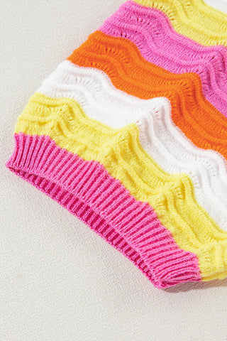 Pink Ribbed Knit Contrast Sleeve Sweater Top, A Blissfully Beautiful Boutique - A Blissfully Beautiful Boutique