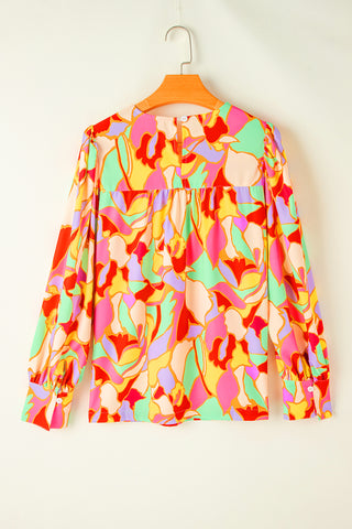 Yellow Abstract Print Puff Sleeve Blouse, A Blissfully Beautiful Boutique - A Blissfully Beautiful Boutique