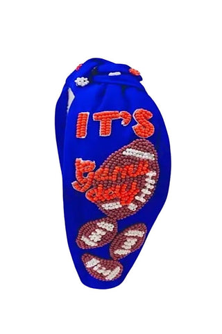 ETA 7/1 - Blue & Orange Game Day Headband, Nash Grey - A Blissfully Beautiful Boutique