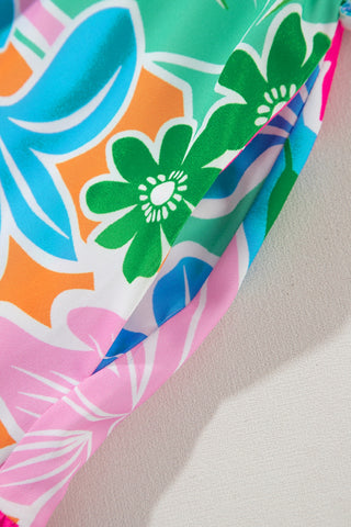 Printed Tie Waist Lantern Sleeve Mini Dress, Trendsi - A Blissfully Beautiful Boutique