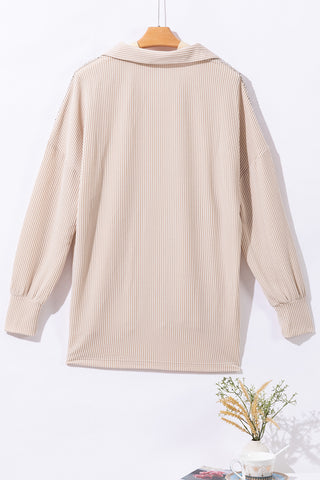 Parchment Sequin Patch Chest Pocket Corded Shacket, A Blissfully Beautiful Boutique - A Blissfully Beautiful Boutique