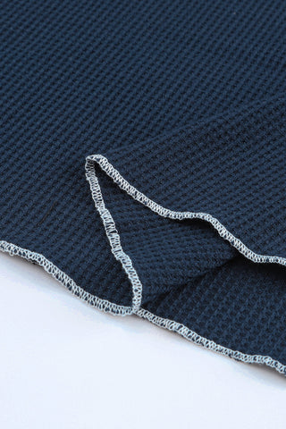 Blue Textured Round Neck Long Sleeve Top, A Blissfully Beautiful Boutique - A Blissfully Beautiful Boutique