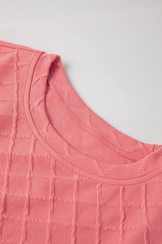 Casual Checkered Textured Tee and Drawstring Shorts, A Blissfully Beautiful Boutique - A Blissfully Beautiful Boutique