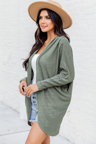 Laurel Green Waffle Knit Open Front Cardigan, A Blissfully Beautiful Boutique - A Blissfully Beautiful Boutique