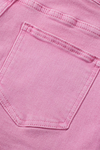 Pink Frayed Edge Mid Rise Denim Shorts, A Blissfully Beautiful Boutique - A Blissfully Beautiful Boutique