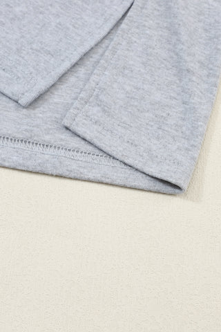 Gray Colorblock Striped Bishop Sleeve Top, A Blissfully Beautiful Boutique - A Blissfully Beautiful Boutique
