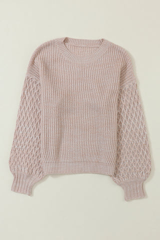 Parchment Cable Knit Sleeve Drop Shoulder Sweater, A Blissfully Beautiful Boutique - A Blissfully Beautiful Boutique