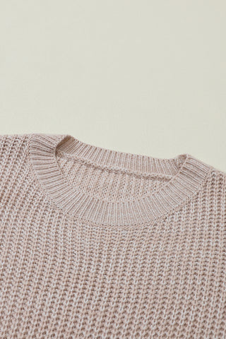 Parchment Cable Knit Sleeve Drop Shoulder Sweater, A Blissfully Beautiful Boutique - A Blissfully Beautiful Boutique