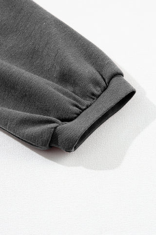 Medium Grey Solid Color 3/4 Sleeve Round Neck Blouse, A Blissfully Beautiful Boutique - A Blissfully Beautiful Boutique