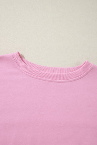 Bonbon Color Block Exposed Seam Side Slits Crewneck Sweatshirt, A Blissfully Beautiful Boutique - A Blissfully Beautiful Boutique