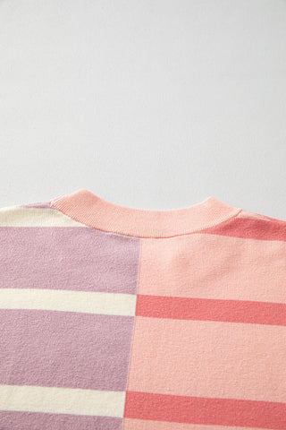 Pink Stripe Colorblock Oversized Sweater, A Blissfully Beautiful Boutique - A Blissfully Beautiful Boutique