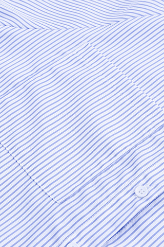 Sky Blue Smocked Cuffed Striped Boyfriend Shirt with Pocket, A Blissfully Beautiful Boutique - A Blissfully Beautiful Boutique