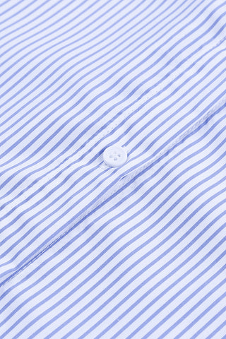 Sky Blue Smocked Cuffed Striped Boyfriend Shirt with Pocket, A Blissfully Beautiful Boutique - A Blissfully Beautiful Boutique