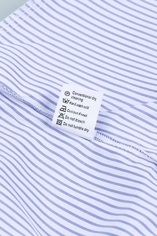 Sky Blue Smocked Cuffed Striped Boyfriend Shirt with Pocket, A Blissfully Beautiful Boutique - A Blissfully Beautiful Boutique