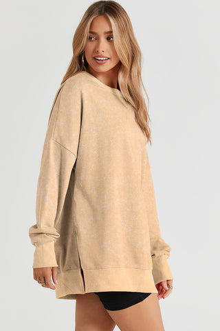 Khaki Drop Shoulder Ribbed Trim Oversized Sweatshirt, A Blissfully Beautiful Boutique - A Blissfully Beautiful Boutique