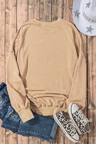 Khaki Drop Shoulder Ribbed Trim Oversized Sweatshirt, A Blissfully Beautiful Boutique - A Blissfully Beautiful Boutique