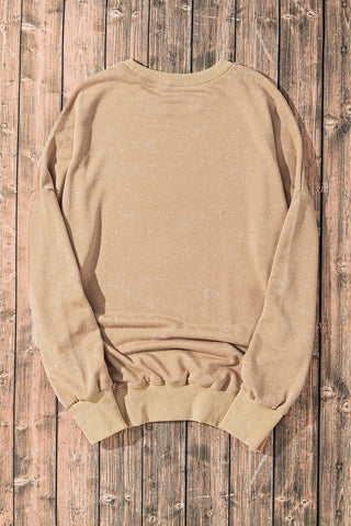 Khaki Drop Shoulder Ribbed Trim Oversized Sweatshirt, A Blissfully Beautiful Boutique - A Blissfully Beautiful Boutique