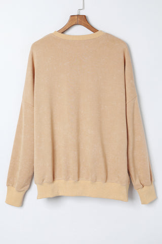 Khaki Drop Shoulder Ribbed Trim Oversized Sweatshirt, A Blissfully Beautiful Boutique - A Blissfully Beautiful Boutique