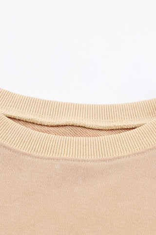 Khaki Drop Shoulder Ribbed Trim Oversized Sweatshirt, A Blissfully Beautiful Boutique - A Blissfully Beautiful Boutique