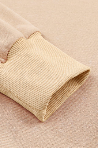 Khaki Drop Shoulder Ribbed Trim Oversized Sweatshirt, A Blissfully Beautiful Boutique - A Blissfully Beautiful Boutique