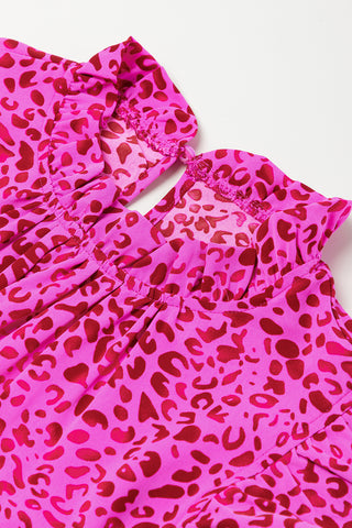 Rose Red Leopard Print Ruffled Trim Tiered Maxi Dress, A Blissfully Beautiful Boutique - A Blissfully Beautiful Boutique