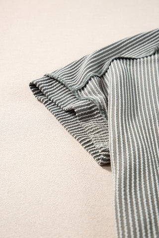 Medium Grey Textured Knit Exposed Stitching T-shirt, A Blissfully Beautiful Boutique - A Blissfully Beautiful Boutique